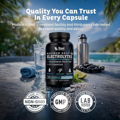 Cápsulas de Electrolitos Zeal Keto - 120 Cápsulas | Suplemento de Hidratación con B-Vitaminas y Sal Rosa del Himalaya | Potasio, Zinc, Magnesio, Sodio - imagen 7