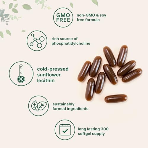 Lecitina de Girasol Micro Ingredients 1,600mg por Porción, 300 Cápsulas Blandas | Fuente Sostenible, Prensado en Frío, Rica en Fosfatidilcolina | Sin - imagen 3