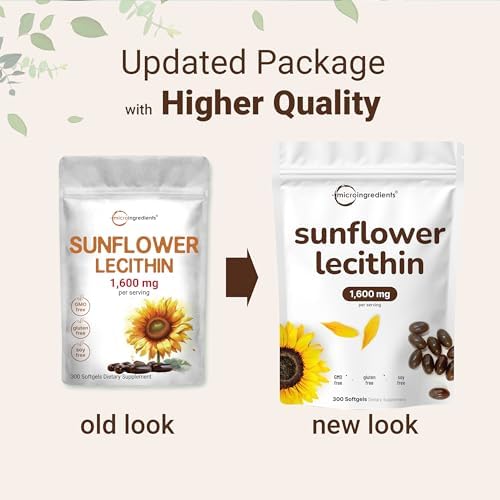 Lecitina de Girasol Micro Ingredients 1,600mg por Porción, 300 Cápsulas Blandas | Fuente Sostenible, Prensado en Frío, Rica en Fosfatidilcolina | Sin - imagen 4