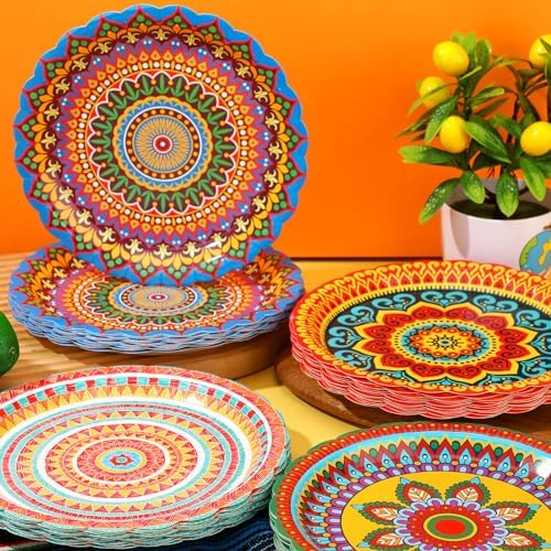 Platos de Papel Desechables FoldTier de 9 Pulgadas para Fiesta Mexicana - 60 Pcs para Cinco de Mayo, Cumpleaños, Baby Shower y Decoraciones - imagen 4