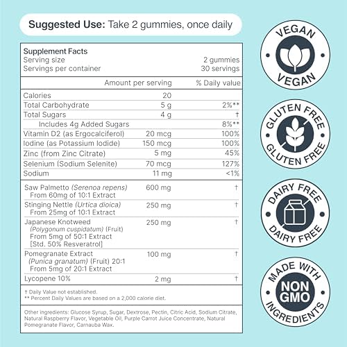 Gomitas Habit + Habitat para la Salud Prostática con Saw Palmetto y Licopeno - Suplementos Veganos, Sin Gluten, 60 Gomitas, Suministro para 30 Días - imagen 6