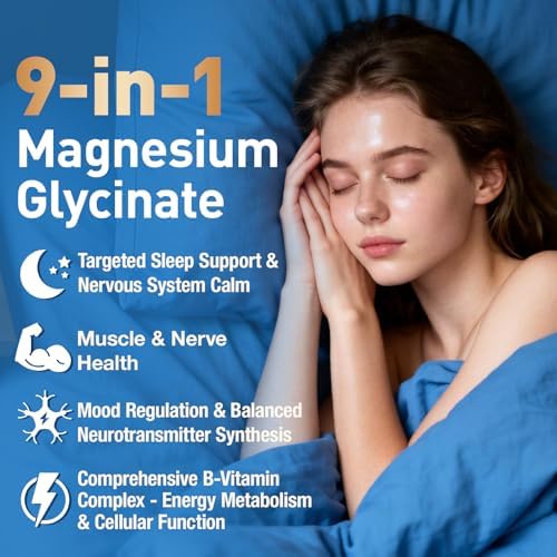 9 en 1 Magnesio Glicinato 1000mg - Apoyo para Estrés, Sueño, Nervios, Músculos y Metabolismo - Complejo Triple de Magnesio, Vitamina B y Aminoácidos - imagen 3