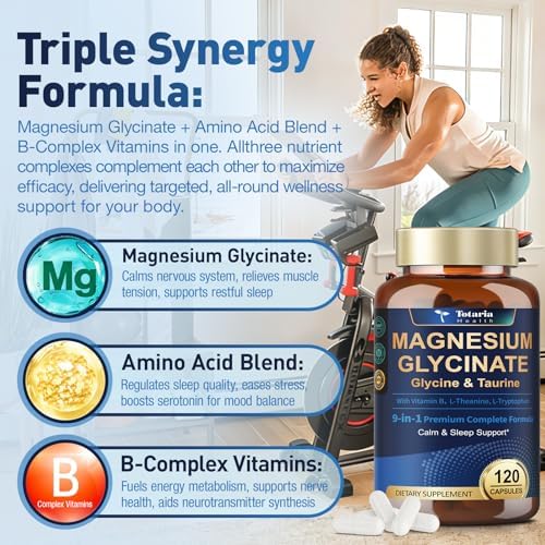 9 en 1 Magnesio Glicinato 1000mg - Apoyo para Estrés, Sueño, Nervios, Músculos y Metabolismo - Complejo Triple de Magnesio, Vitamina B y Aminoácidos - imagen 4