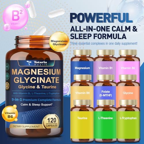 9 en 1 Magnesio Glicinato 1000mg - Apoyo para Estrés, Sueño, Nervios, Músculos y Metabolismo - Complejo Triple de Magnesio, Vitamina B y Aminoácidos - imagen 5