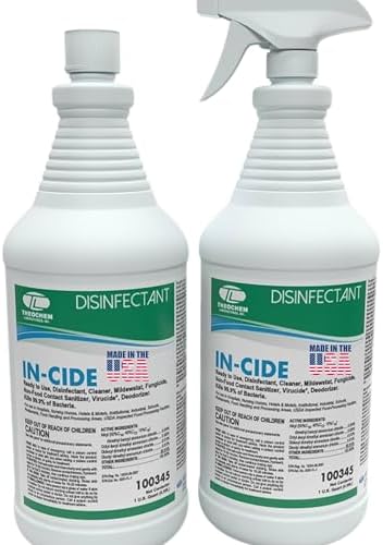 Desinfectante en Spray Theochem In-Cide Registrado por la EPA - Elimina 99.9% de Gérmenes, Moho y MRSA - Limpiador Multiusos para Casa, Escuela y - imagen 1