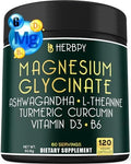 Suplemento Herbpy 6 en 1 para un Día y Noche Tranquilos - Magnesio Glicinato, L-teanina, Ashwagandha, Vitamina D3, B6 y Cúrcuma - 120 Cápsulas para - imagen 1