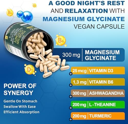 Suplemento Herbpy 6 en 1 para un Día y Noche Tranquilos - Magnesio Glicinato, L-teanina, Ashwagandha, Vitamina D3, B6 y Cúrcuma - 120 Cápsulas para - imagen 2