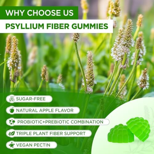 Gomitas de Psyllium NATISLAND, 1500mg de fibra con probióticos, inulina y chía para la salud digestiva, veganas y sin azúcar, 60 piezas - imagen 7