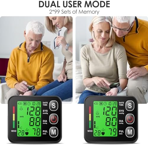 Monitor de Presión Arterial de Muñeca - Automático, Manguito de 13.5-19.5 cm, Alta Precisión, Pantalla LCD Retroiluminada - 2 * 99 Conjuntos de - imagen 6