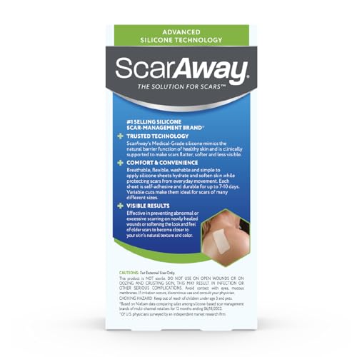 ScarAway Paquete Variado de Tiras de Silicona Médica para Tratamiento y Prevención de Cicatrices, 8 Hojas Reutilizables para Cicatrices Quirúrgicas, - imagen 2