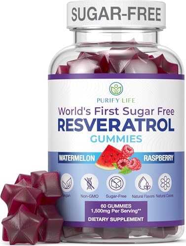 Gomitas de Resveratrol Sin Azúcar - Potente Antioxidante Antienvejecimiento - Suplemento para Salud Digestiva e Inmunológica - Mejora Cognitiva por - imagen 1