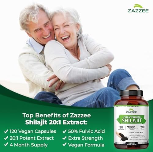 Zazzee Shilajit 100% Puro de Himalaya 20:1, 50% Ácido Fulvico, 120 Cápsulas Veganas, Suministro de 4 Meses, Energía y Vitalidad, No GMO, Hecho en EE. - imagen 3