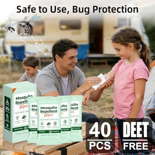 Toallitas Repelentes de Mosquitos, 40 Piezas, con Citronela Natural, Sin DEET, Tamaño Viaje, Paquetes Re sellables de 10 Toallitas para Camping, - imagen 3