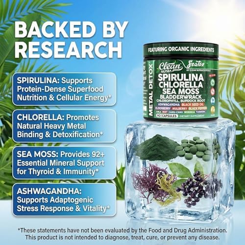 Cápsulas Veganas de Spirulina y Clorela Orgánicas Sea Tox - Limpieza Natural y Nutrición con Musgo Marino, Algas, Clorofila y Más - 90 Cápsulas de - imagen 3