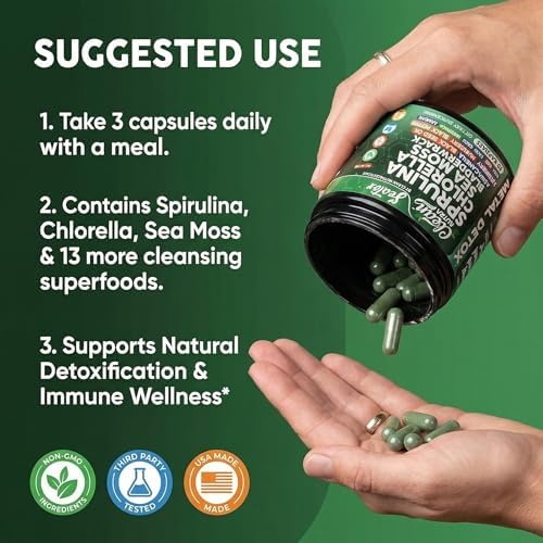 Cápsulas Veganas de Spirulina y Clorela Orgánicas Sea Tox - Limpieza Natural y Nutrición con Musgo Marino, Algas, Clorofila y Más - 90 Cápsulas de - imagen 6