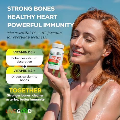 Suplemento Orgánico LIVEGOOD D3 K2 2000 IU, Cápsulas Veganas con MK-7, Vitamina D3 Pura con K2 para Soporte Inmunológico y Óseo, Hecho en EE. UU. (60 - imagen 4