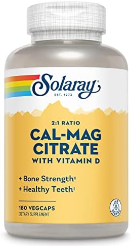 SOLARAY Citrato de Calcio y Magnesio 2:1 con Vitamina D-3, Soporte para Huesos, Músculos y Sistema Nervioso, Alta Absorción, 180 Cápsulas - imagen 1