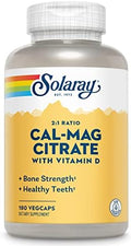 SOLARAY Citrato de Calcio y Magnesio 2:1 con Vitamina D-3, Soporte para Huesos, Músculos y Sistema Nervioso, Alta Absorción, 180 Cápsulas - imagen 1