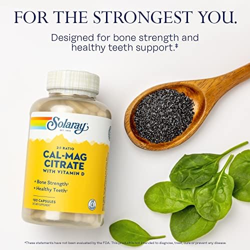 SOLARAY Citrato de Calcio y Magnesio 2:1 con Vitamina D-3, Soporte para Huesos, Músculos y Sistema Nervioso, Alta Absorción, 180 Cápsulas - imagen 3