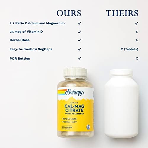 SOLARAY Citrato de Calcio y Magnesio 2:1 con Vitamina D-3, Soporte para Huesos, Músculos y Sistema Nervioso, Alta Absorción, 180 Cápsulas - imagen 6