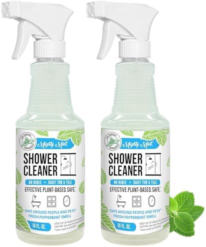 Limpiador de Ducha Mighty Mint, Sin Enjuague, Sin Fregar, Spray Diario para Vidrio, Azulejos y Juntas, Aroma Natural a Menta, 16oz - Paquete de 2 - imagen 1