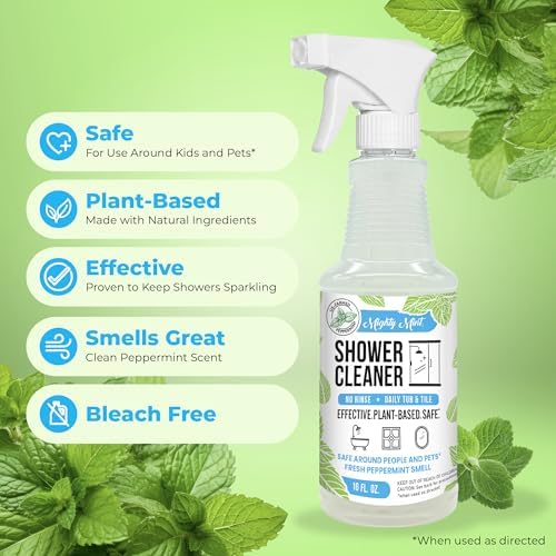 Limpiador de Ducha Mighty Mint, Sin Enjuague, Sin Fregar, Spray Diario para Vidrio, Azulejos y Juntas, Aroma Natural a Menta, 16oz - Paquete de 2 - imagen 5