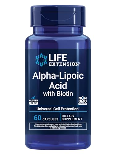 Ácido Alfa-Lipoico con Biotina Life Extension, Antioxidante Universal para Protección Celular y Salud del Hígado y Nervios, 60 Cápsulas Sin Gluten y - imagen 5