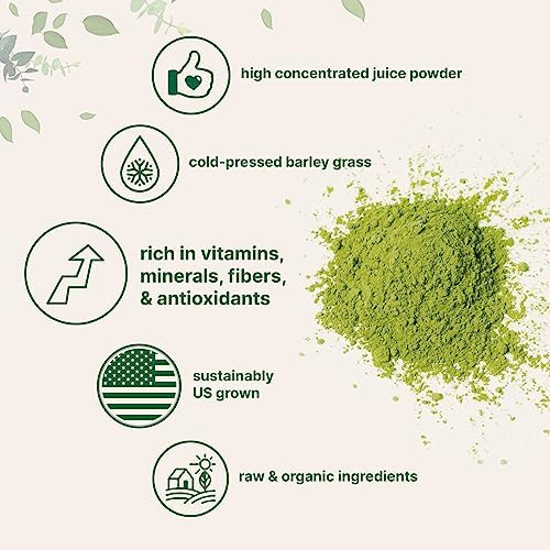 Micro Ingredients Polvo de Jugo de Cebada Orgánica, 10 Onzas, Prensado en Frío, Cultivado en EE. UU., Vitaminas, Fibras, Minerales, Antioxidantes y - imagen 3