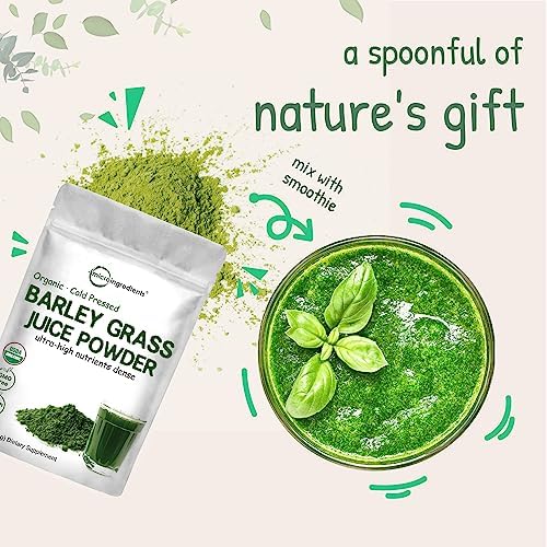 Micro Ingredients Polvo de Jugo de Cebada Orgánica, 10 Onzas, Prensado en Frío, Cultivado en EE. UU., Vitaminas, Fibras, Minerales, Antioxidantes y - imagen 6