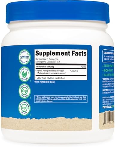Nutricost Polvo de Raíz de Astrágalo Orgánico 1LB - Libre de Gluten, No Transgénico, Vegetariano - imagen 5