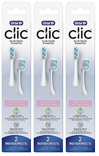 Cabezales de Repuesto Oral-B Clic para Cepillo de Dientes Sensitive Clean, Color Blanco, 2 Piezas (Paquete de 3) - imagen 1