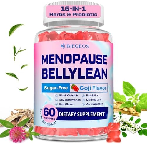 Suplementos de Menopausia para Mujeres en Gummy, 16 en 1 Probiótico, Cohosh Negro y Ashwagandha para Alivio de Menopausia, 60 Gummy Sin Azúcar - imagen 1