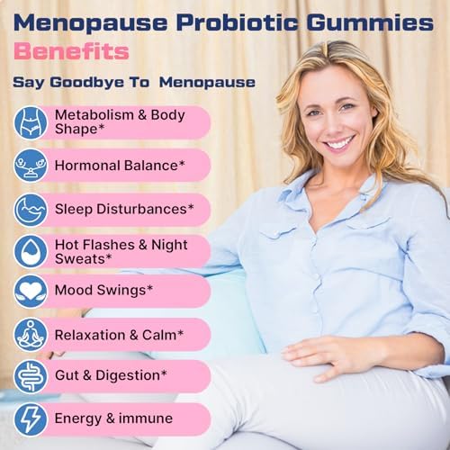 Suplementos de Menopausia para Mujeres en Gummy, 16 en 1 Probiótico, Cohosh Negro y Ashwagandha para Alivio de Menopausia, 60 Gummy Sin Azúcar - imagen 3