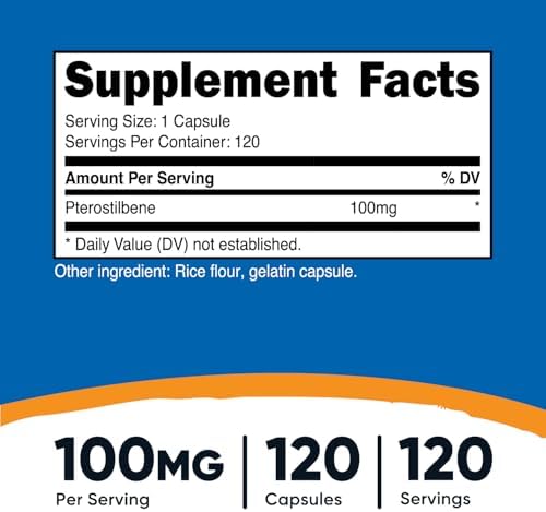Nutricost Pterostilbeno 100mg, 120 Cápsulas - Sin OGM, Libre de Gluten - imagen 2