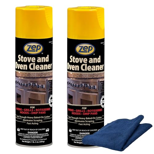 Limpiador para Estufas y Hornos Zep de 19 oz (2 Unidades) con Paño de Microfibra Azul ECBD030 - Paquete de 2, Removedor de Grasa Resistente para - imagen 3