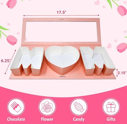 Caja de Regalo para Mamá con Flores Vacía - Arreglo Floral para el Día de las Madres, Caja de Cartón en Forma de Carta para Chocolates y Regalos de - imagen 2