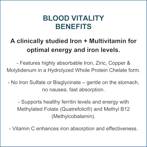 Suplemento de Hierro/Multivitamínico Dr. Wholeness Blood Vitality | Aumenta Ferritina y Energía | Alta Potencia, Sin Estreñimiento, 30 Cápsulas - imagen 6