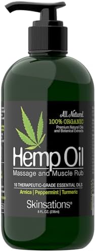 Skinsations - Aceite de Masaje de Cáñamo y Ungüento para Músculos Adoloridos – Alivio 100% Orgánico con Árnica, Cúrcuma y 10 Aceites Esenciales, - imagen 1