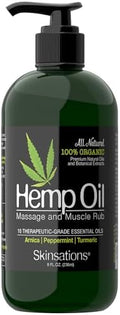Skinsations - Aceite de Masaje de Cáñamo y Ungüento para Músculos Adoloridos – Alivio 100% Orgánico con Árnica, Cúrcuma y 10 Aceites Esenciales, - imagen 1