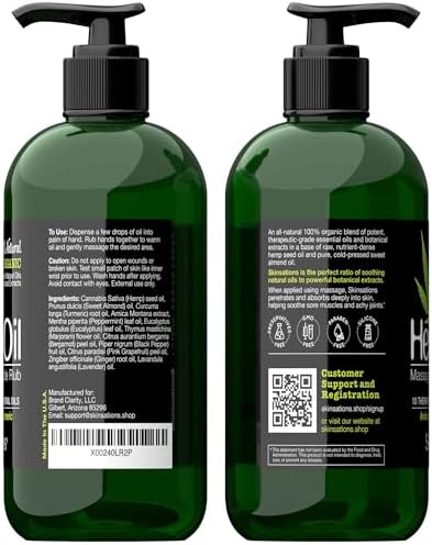 Skinsations - Aceite de Masaje de Cáñamo y Ungüento para Músculos Adoloridos – Alivio 100% Orgánico con Árnica, Cúrcuma y 10 Aceites Esenciales, - imagen 6
