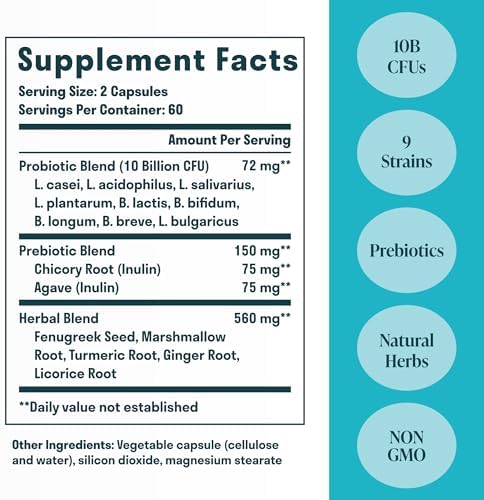 Nuven Naturals Suplemento Integral para la Salud Digestiva con Probióticos, Prebióticos, Hierbas Digestivas y Adaptógenos - Fórmula para Reparar el - imagen 2