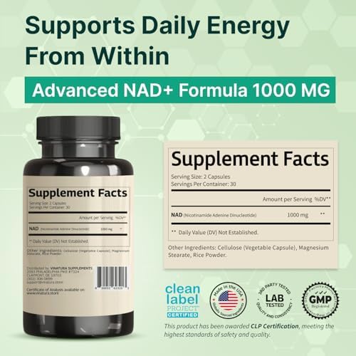 Suplemento VINATURA NAD 1000mg - Suplemento puro de NAD para el envejecimiento saludable - imagen 2
