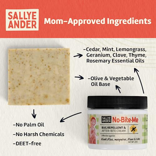 Set de Crema y Jabón Repelente Natural No-Bite-Me de SallyeAnder - Repelente de Insectos Sin DEET para Niños y Adultos - Loción con Aceites - imagen 4