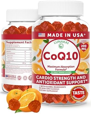 Gomitas de CoQ10 Lunakai Hechas en EE. UU. – Suplemento de 200mg para Corazón, Energía y Antioxidantes, 60 piezas, No GMO, para Adultos - imagen 1