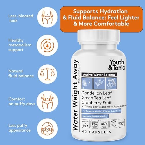 Píldoras Youth & Tonic para Retención de Líquidos – Diurético Natural para Alivio de Hinchazón y Balance de Líquidos, Apoyo para Piernas y Pies - imagen 2