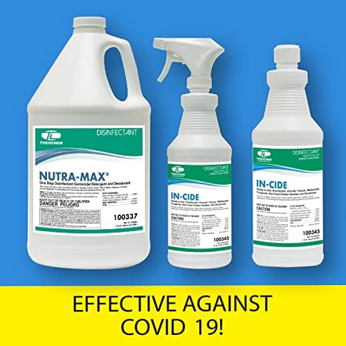 Desinfectante Hospitalario Theochem Nutra-Max, EPA Lista N & G, Elimina 99.9% de Virus y Bacterias, Concentrado 1:32, Rinde 32 Galones, Limpiador - imagen 7