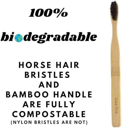 Cepillos de Dientes de Bambú Gaia Guy con Cerda de Caballo Suave (Sin Nylon) - Compostables y Biodegradables - Paquete de 6 - Cero Residuos - imagen 5