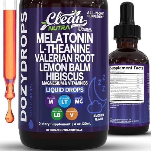 Clean Nutra Suplemento Líquido de Melatonina 10mg con Magnesio, Vitamina B6, L-Teanina y Valeriana, Sabor Té de Limón, 120mL, Vegano y Sin Azúcar - imagen 1