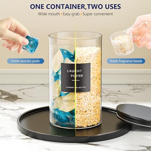 Dispensador de Detergente para Ropa Galasily 2+1, Contenedor de Cápsulas de 54Oz, Incluye Bandeja, Etiquetas y Cucharas, Organización para Cuarto de - imagen 4