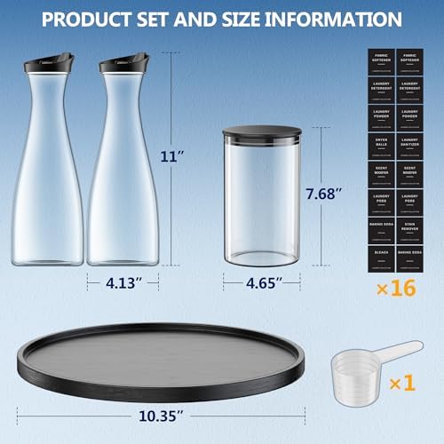 Dispensador de Detergente para Ropa Galasily 2+1, Contenedor de Cápsulas de 54Oz, Incluye Bandeja, Etiquetas y Cucharas, Organización para Cuarto de - imagen 7